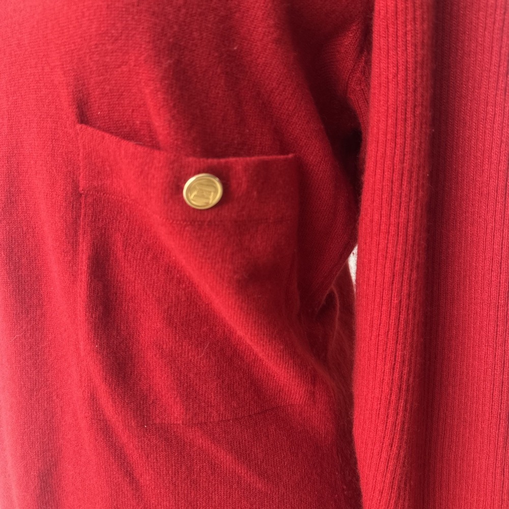 VTG 80s Chanel 100% Cashmere‎ Sweater Womens Large Red Made In Scotland Luxury - Picture 7 of 11